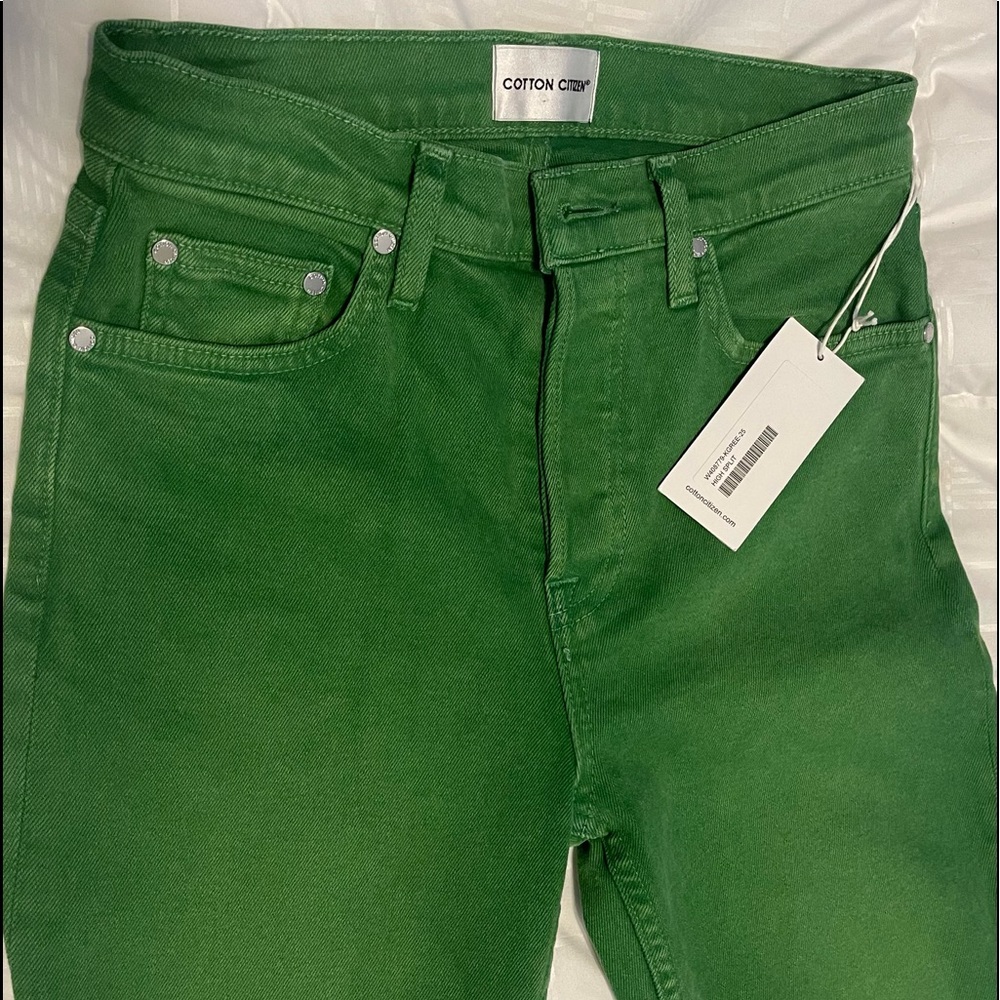 Cotton Citizen Green High Split Jeans